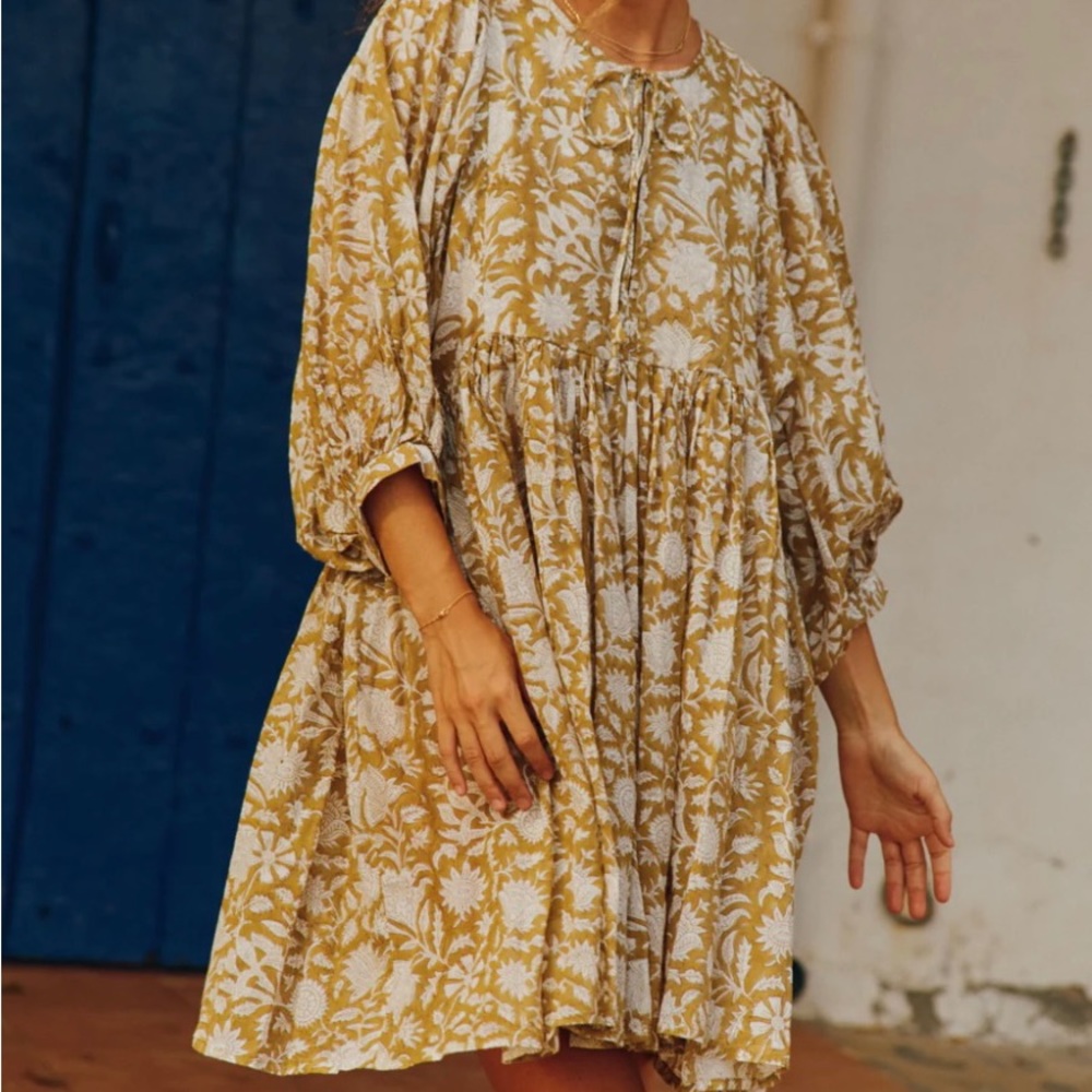 Daughters of India Kyra mini dress in Golden Palm